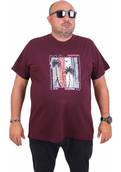 Mocgrande Erkek Büyük Beden Sıfır Yaka Tişört Beach Party 25191 Murdum