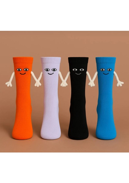 4 Çift Renkli Miknatisli El Ele Tutusan Çorap Arkadaslik Spor Çorabi
