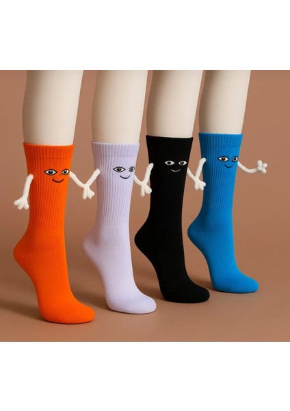 4 Çift Renkli Miknatisli El Ele Tutusan Çorap Arkadaslik Spor Çorabi fiyatları