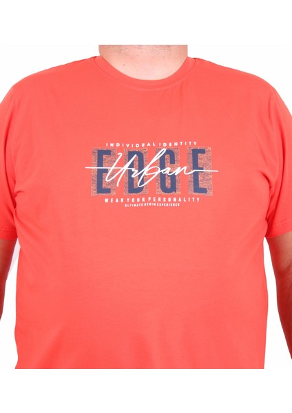 Mocgrande Erkek Büyük Beden Sıfır Yaka Tişört Edge 25190 Nar Çiçeği fiyatları