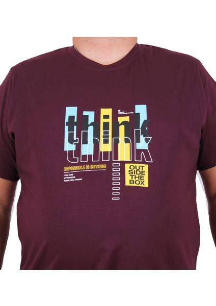 Mocgrande Erkek Büyük Beden Sıfır Yaka Tişört Think 25184 Murdum fiyatları