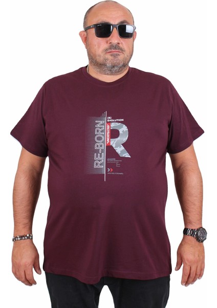 Mocgrande Erkek Büyük Beden Sıfır Yaka Tişört Re-Born 25185 Murdum