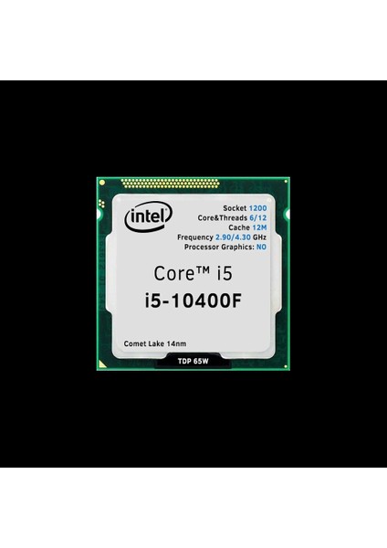 İ5-10400F 6 Core, 2.9ghz, 12MB, 65W, LGA1200, 10.nesil, Tray, (Dahili Grafik Yok, Fan Yok) fiyatları