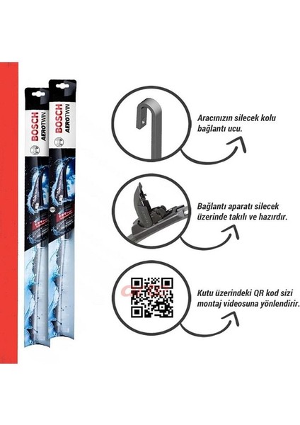 Subaru Outback 2015-2019 Uyumlu Ön ve Arka Silecek Takımı | Aerotwin 3'lü Set | modelleri