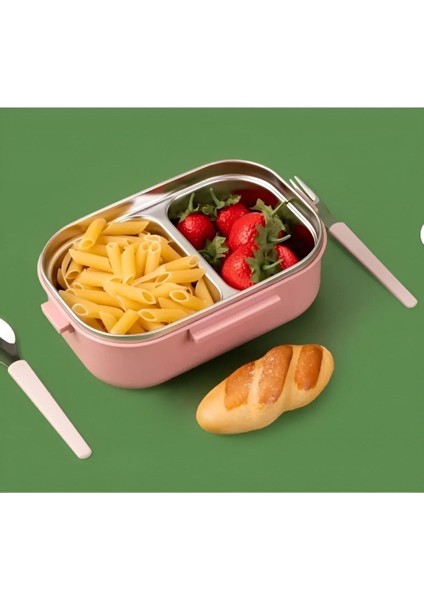 Pembe Paslanmaz Çelik Dikdörtgen Kaşıklı Yemek Taşıma Kabı 850ML Yemek Termosu fiyatları