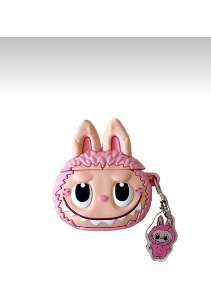 Airpods 4.nesil / Anc Uyumlu Kılıf Silikon Labubu-Pembe