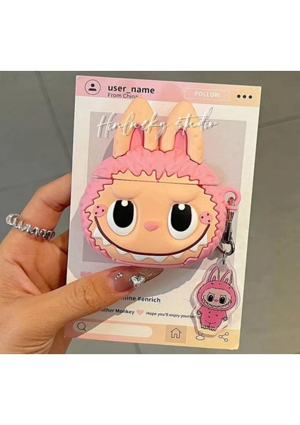 Airpods 4.nesil / Anc Uyumlu Kılıf Silikon Labubu-Pembe fiyatları