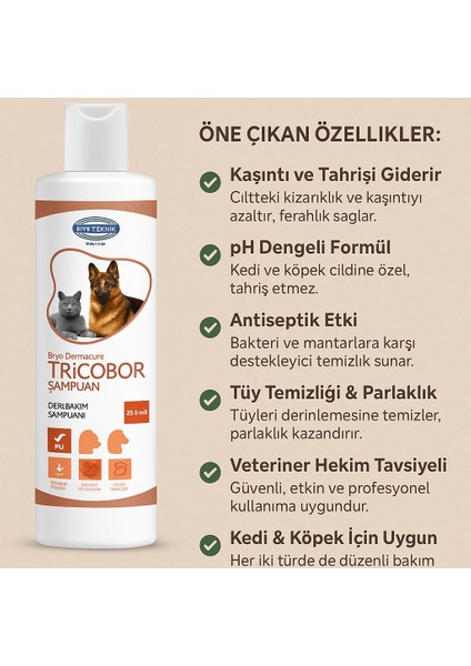 Biyo-Dermacure Tricobor Kedi ve Köpekler Için Deri Bakım Şampuanı 250 ml modelleri