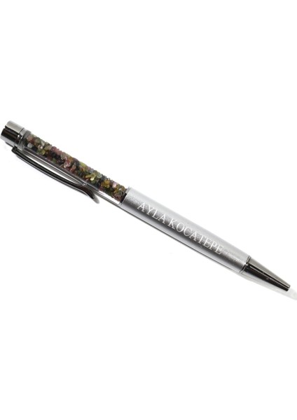 Turmalin Doğal Taşlı Özel Tasarım Tükenmez Kalem | Isim Yazılabilir & Koleksiyonluk Parçası