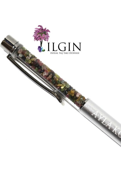 Turmalin Doğal Taşlı Özel Tasarım Tükenmez Kalem | Isim Yazılabilir & Koleksiyonluk Parçası fiyatları