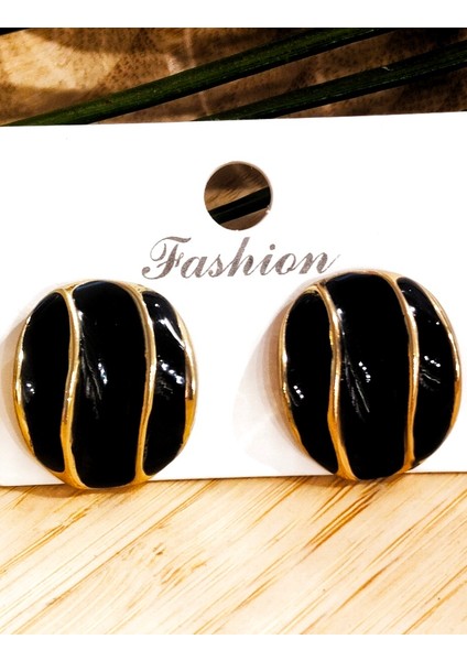 Siyah Lüks Figürlü Gösterişli Küpe