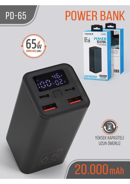 Tonex 30 B. Kablolu 65W Powerbank