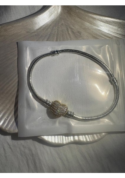 Gümüş Renkli Panorama Zincir Kalp Charm Bileklik fiyatları