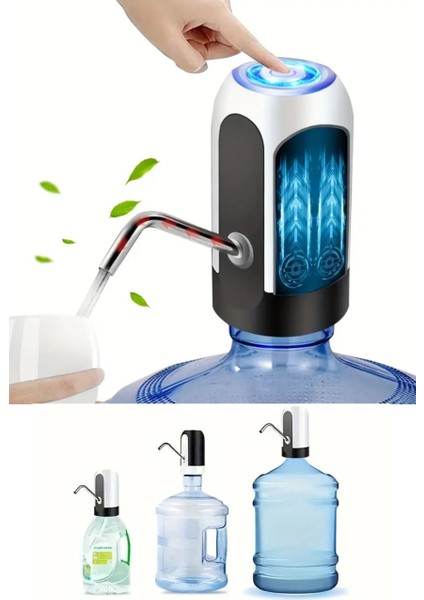 USB Şarj Edilebilir Otomatik Su Sebili Pompası Kamp ve Ev Kullanımı Için Dokunmatik Damacana Pompası