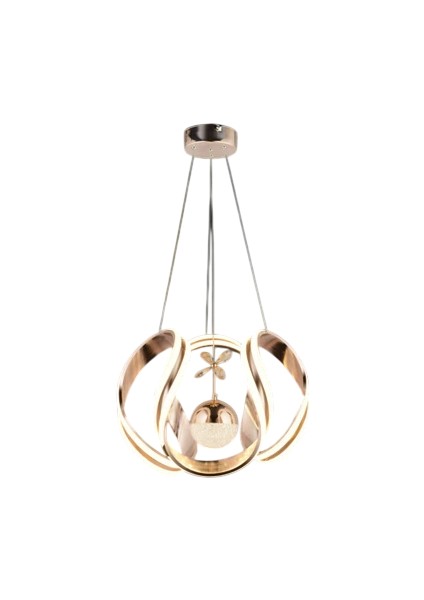Ahtapot 3 Yollu Top'lu Gold Kaplama Modern Sarkıt 3 Renk LED Avize Salon - Oturma Odası Ledli Avize Gold