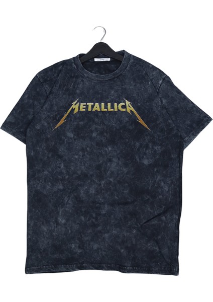 Unisex Kılıçlı Metallica Sırt Baskılı Yıkamalı Tişört, Oversize Rock-Metal Baskılı Vintage T-Shirt fiyatları