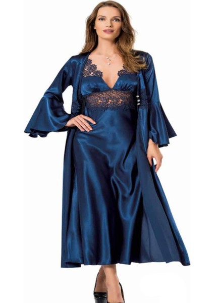 Iç Giyim Moongirl Saten Uzun Ikili Gecelik Takım