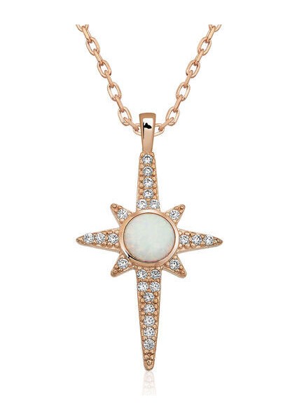 Opal Taşı Yıldız 925 Ayar Gümüş Kolye