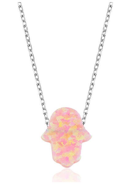 Fatma Ananın Eli Opal Taşlı Dualı 925 Ayar Gümüş Kolye