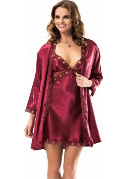 Iç Giyim Moongirl Saten Kısa Ikili Gecelik Takım