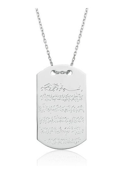 Ayetel Kursi Dualı 925 Ayar Gümüş Kolye