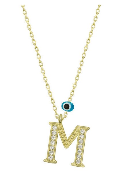 M Harfi Gold 925 Ayar Gümüş Kadın Kolye