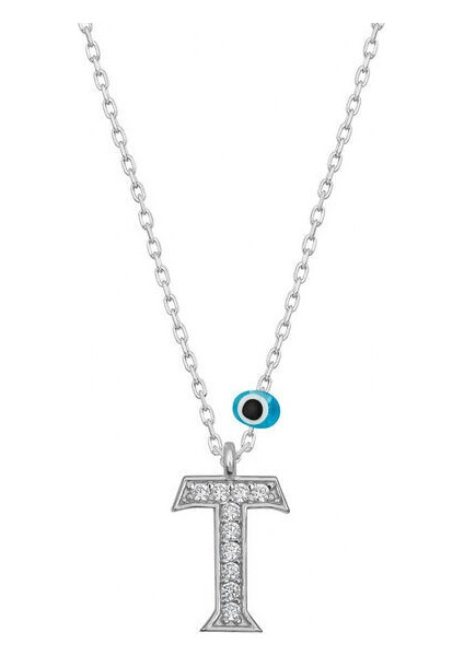 T Harfi 925 Ayar Gümüş Kolye