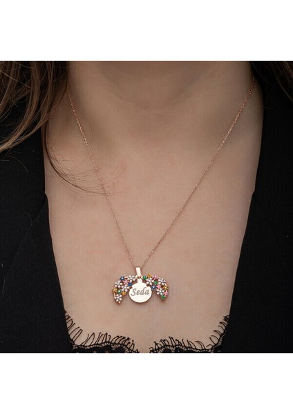 Rose Kişiye Özel Isim Çiçek 925 Ayar Gümüş Kadın Kolye