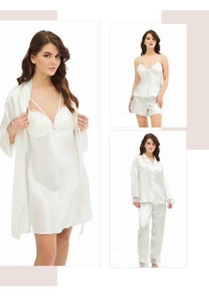 Iç Giyim Moongirl Saten Gecelik Set Takım