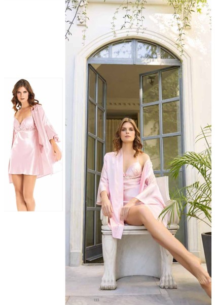 Iç Giyim Moongirl Saten Kısa Ikili Gecelik Takım