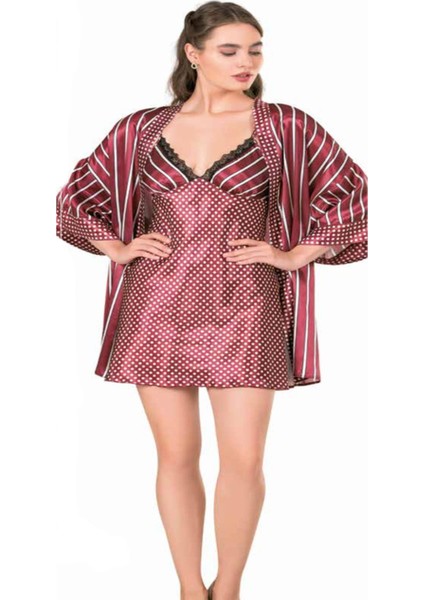 Iç Giyim Moongirl Saten Kısa Ikili Gecelik Takım