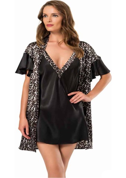 Iç Giyim Moongirl Saten Kısa Ikili Gecelik Takım