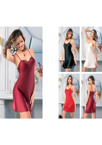 Iç Giyim Miss Laris Ince Askılı Şık Saten Gecelik