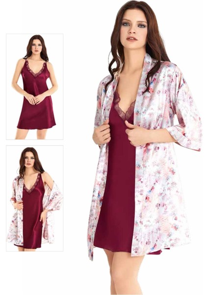 Iç Giyim Moongirl Saten Kısa Ikili Gecelik Takım