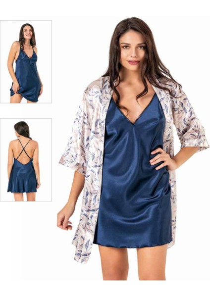 Iç Giyim Moongirl Saten Kısa Ikili Gecelik Takım