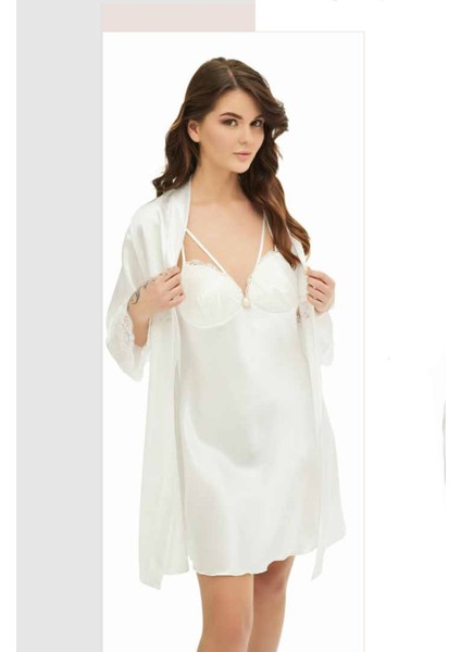 Iç Giyim Moongirl Saten Kısa Ikili Gecelik Takım