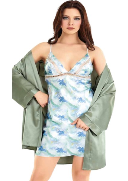 Iç Giyim Moongirl Saten Kısa Ikili Gecelik Takım
