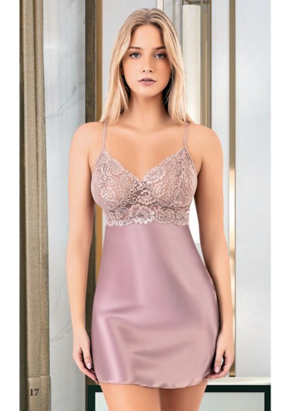 Iç Giyim Miss Laris Saten Dantel Şık Gecelik