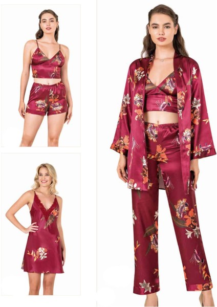 Iç Giyim Moongirl Saten Gecelik Set Takım