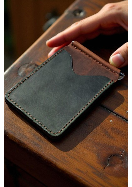 Yeşil Taba Hakiki Deri Para Klipsli Cüzdan & Kartlık Vintage Kartlık modelleri