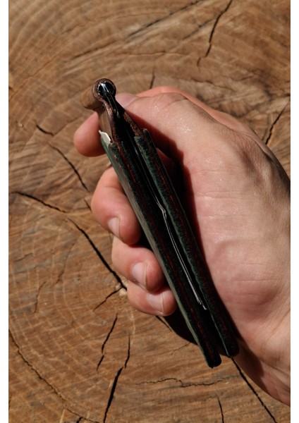 Yeşil Taba Hakiki Deri Para Klipsli Cüzdan & Kartlık Vintage Kartlık indirimleri