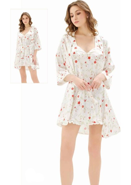 Iç Giyim Moongirl Saten Kısa Ikili Gecelik Takım