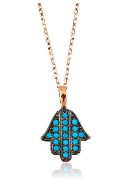 Fatma Ananın Eli Firuze Cevşen Dualı 925 Ayar Gümüş Kolye