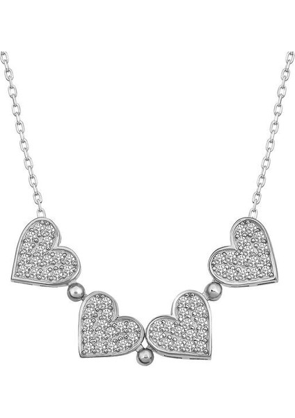 Beyaz Taşlı Açılabilen Kalpli 925 Ayar Gümüş Kadın Kolye