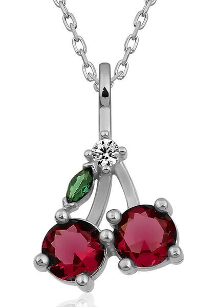 Kiraz Zirkon Taşlı 925 Ayar Gümüş Kadın Kolye