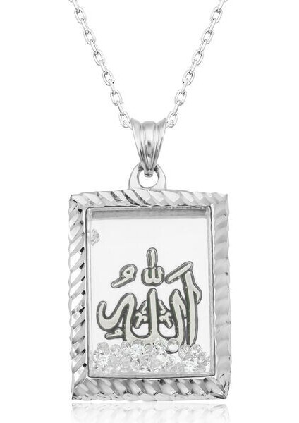Allah Muhammet Yazılı 925 Ayar Gümüş Kolye