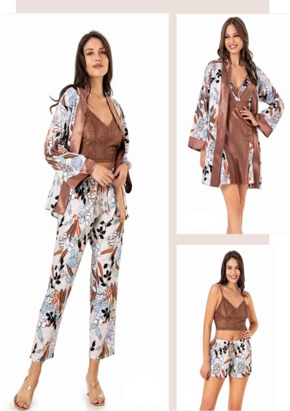 Iç Giyim Moongirl Saten Gecelik Set Takım