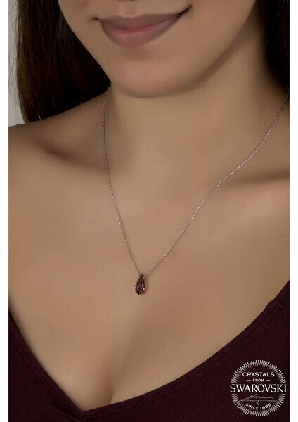 Crystal Ametist Taşlı 925 Ayar Gümüş Kolye