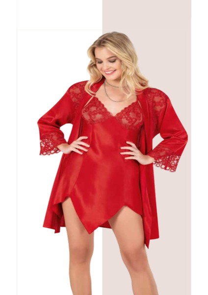 Iç Giyim Moongirl Saten Kısa Ikili Gecelik Takım