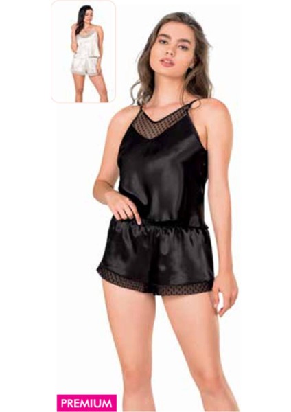 Iç Giyim Moongirl Fantezi Saten Şortlu Takım Gecelik